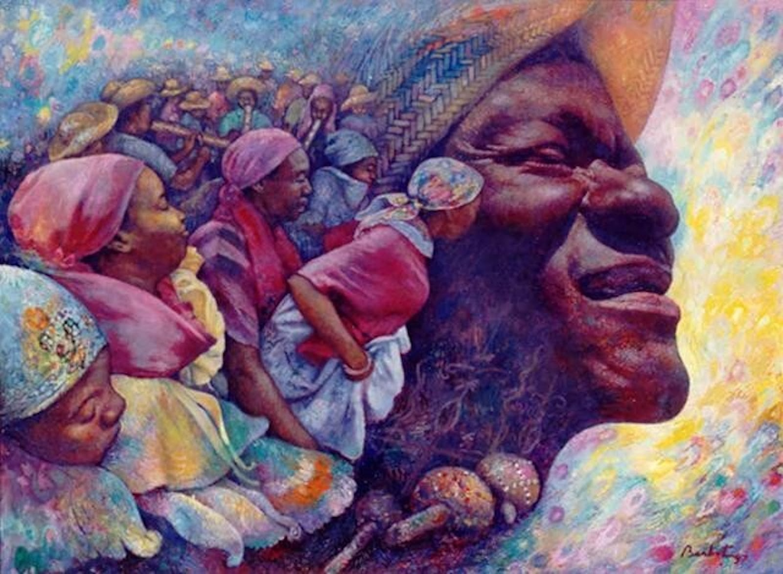 Peinture de Richard Barbot capturant la liminalité du rituel Rara